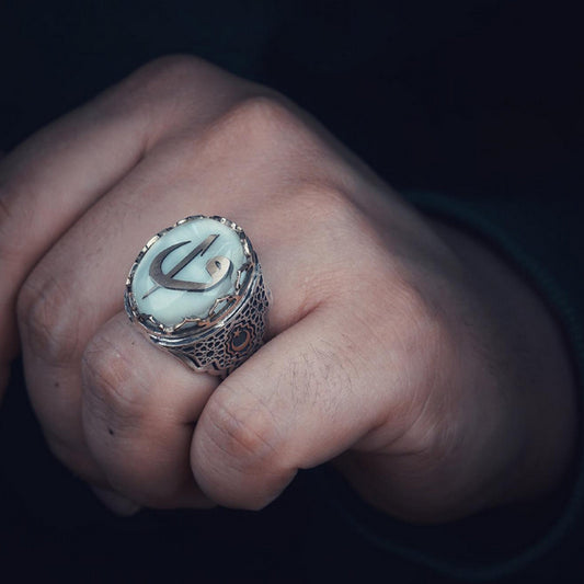 Vav Elif Ring 925 Silver Mother of Pearl Handmade Unisex