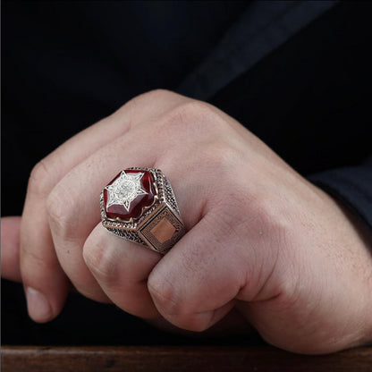 Hexagon Garnet Ring, “Death Is Enough as an Admonisher” – view 3