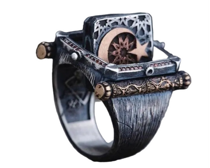 Ottoman Seal Ring 925 Silver Moon Star Signet Handmade