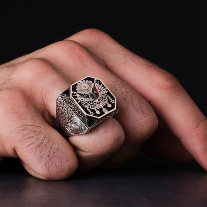 OttomanSanjak Ring – Black Zircon | 925 Silver