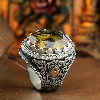Ottoman Sultanite Stone Sterling Silver Men's Ring