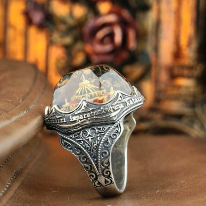 Hand Carved Hagia Sophia Sterling Silver Ring Ottoman Gift