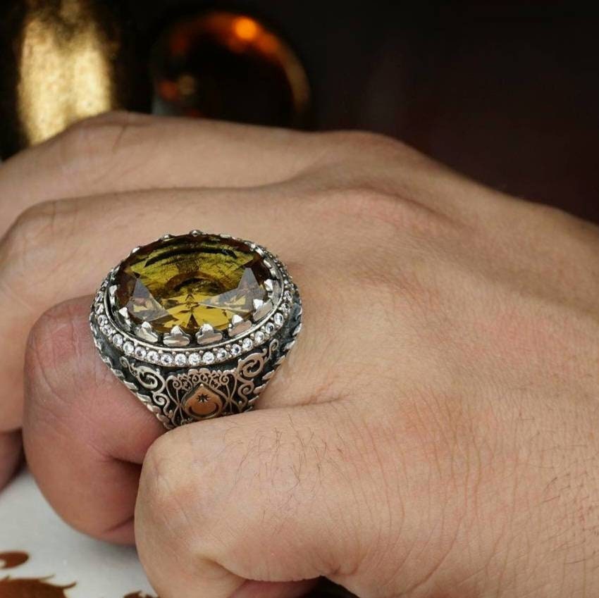 Ottoman Sultanite Stone Sterling Silver Men's Ring
