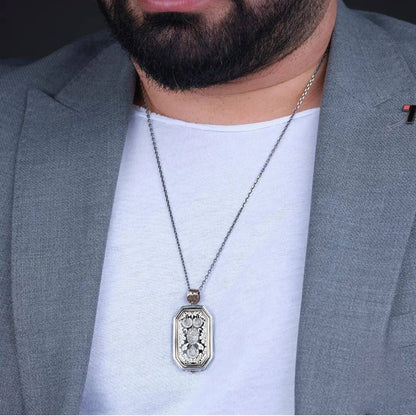 Rotating Pendant Necklace 925 Sterling Silver Personalized Name OttomanHandmade Men