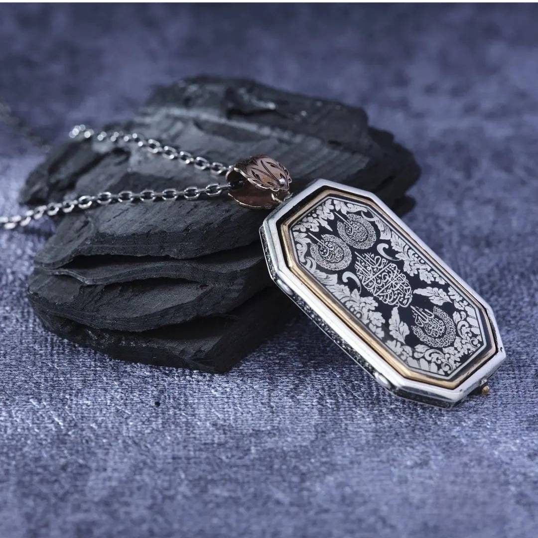 Rotating Pendant Necklace 925 Sterling Silver Personalized Name OttomanHandmade Men