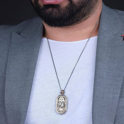 Rotating Pendant Necklace 925 Sterling Silver Personalized Name OttomanHandmade Men