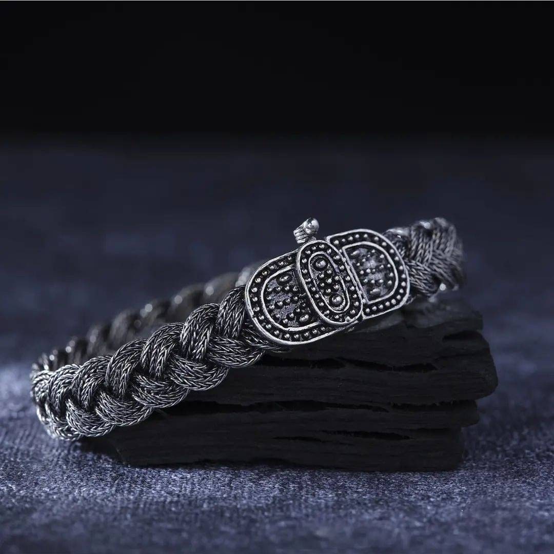 Turkish Knit Sterling Silver Braided Bracelet 925 Handmade