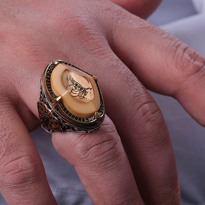 Ottoman seal amber men's ring – view 3