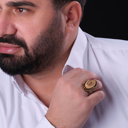 Ottoman seal amber men's ring – view 4