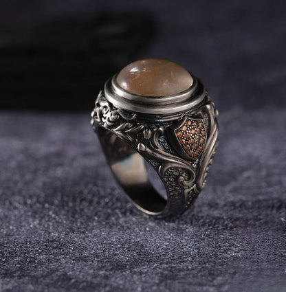 White rutile quartz men's ring – view 3