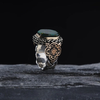 Arizona turquoise basket weave men's ring – view 3