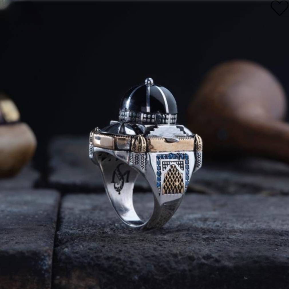 Mosque Dome Ring 925 Silver Quranic Inscription Ottoman Handmade