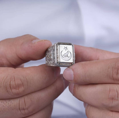 خاتم الذئب الرمادي بالهلال والنجمة – صورة 3