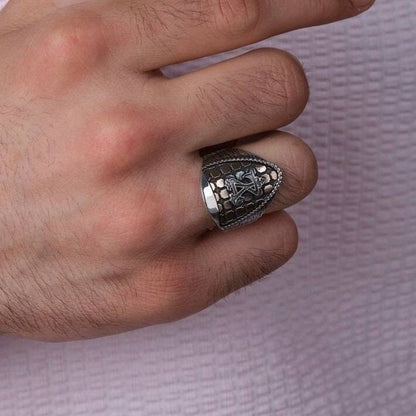 Cage Design Men's Ring, Custom Initial – view 3