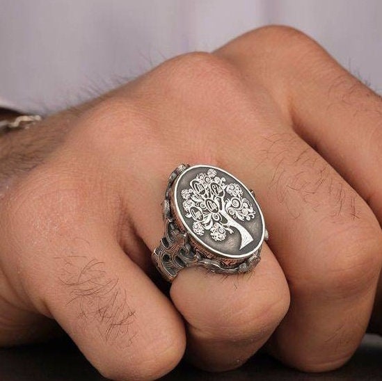 Namensring mit Familienstammbaum: Verstellbares Geschenk aus Sterlingsilber für Männer
