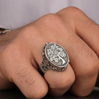 Namensring mit Familienstammbaum: Verstellbares Geschenk aus Sterlingsilber für Männer
