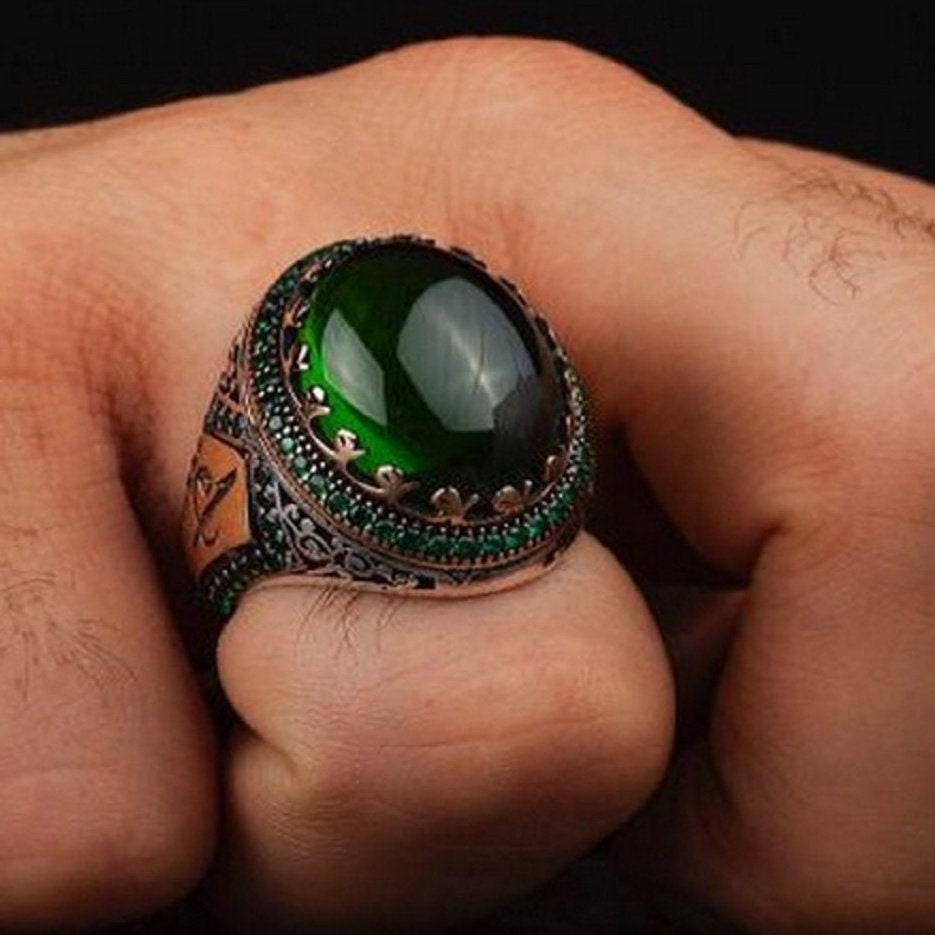 OttomanGemstone Ring 925 Sterling Silver Handmade Custom Engraving