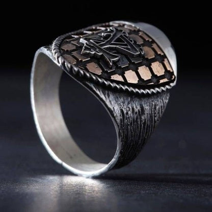 Cage Design Men's Ring, Custom Initial – view 4