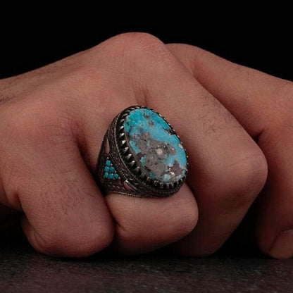 Türkischer handgefertigter Silberring mit Arizona-Türkis – Einzigartiger Edelsteinschmuck