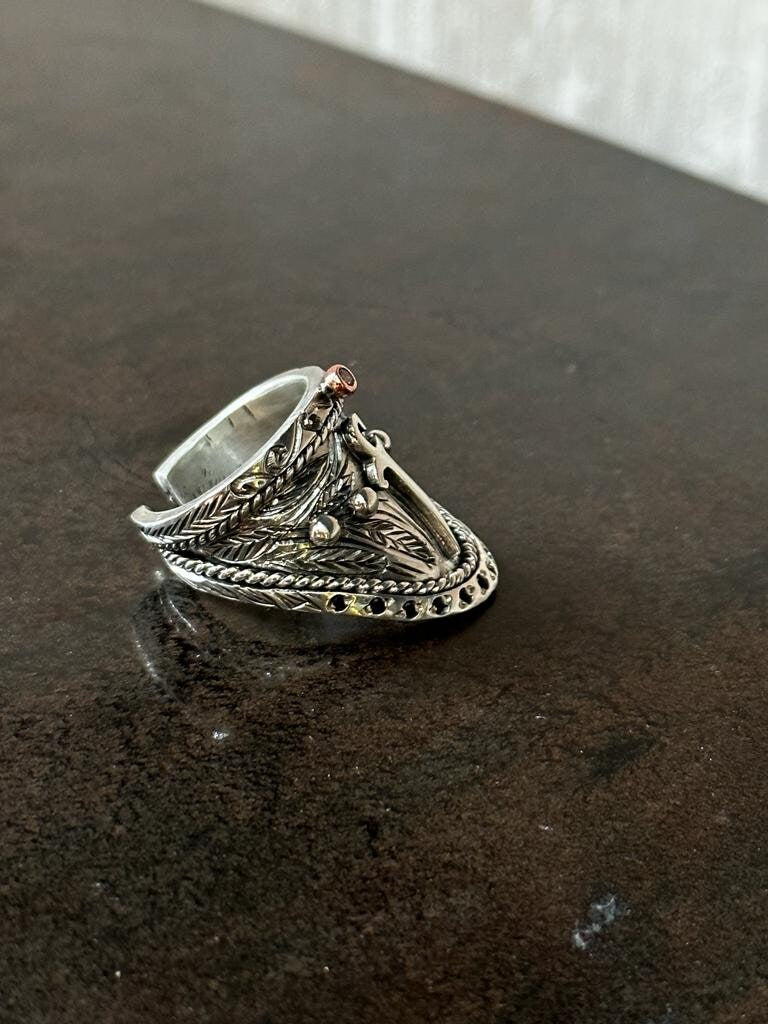 Sword Zihgir Thumb Ring 925 Silver Adjustable Handmade Men