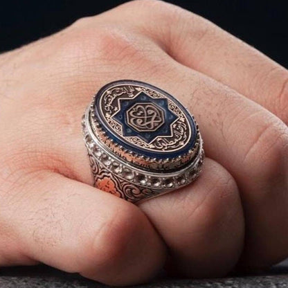 Iqra Seljuk star ring with carved amber – view 2