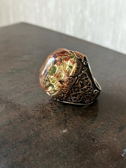 Handgefertigter islamischer Silberring im Hagia-Sophia-Stil – Einzigartiger Schmuck mit filigraner Schnitzarbeit