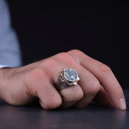 Double Eagle Ring 925 Silver Black Zircon