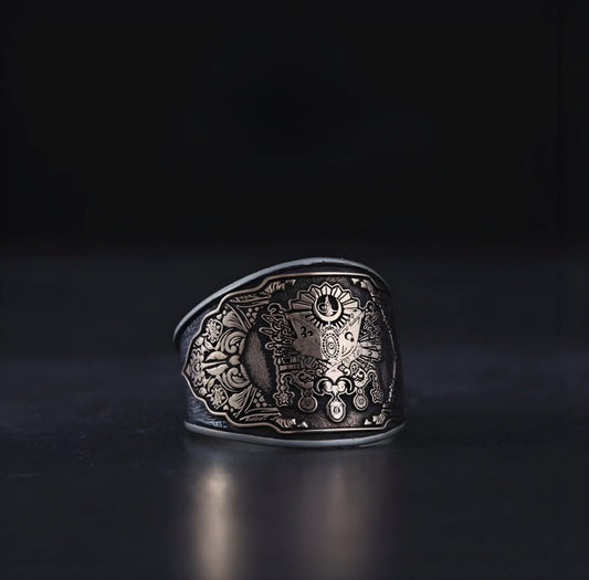 Ottoman Sanjak Signet Ring 925 Silver Tughra Handmade Men