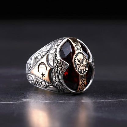 Black Onyx Ring 925 Silver Ottoman Custom Engraved Handmade Men
