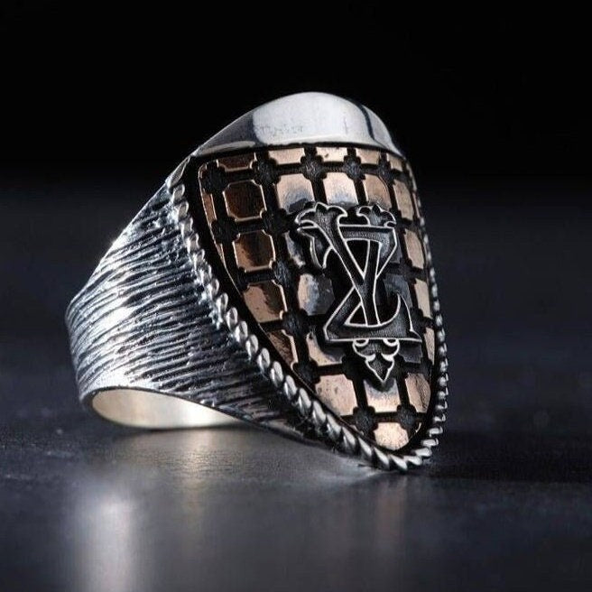 Cage Design Men's Ring, Custom Initial – view 2