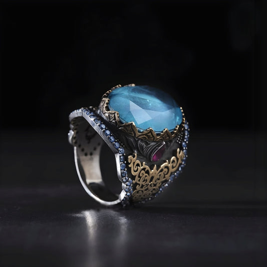 Paraiba Tourmaline Ring – Blue Gemstone 925 Silver | Unisex Ring