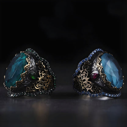 Ring aus Sterlingsilber mit blauem Paraiba-Turmalin: Handgefertigter Edelsteinschmuck