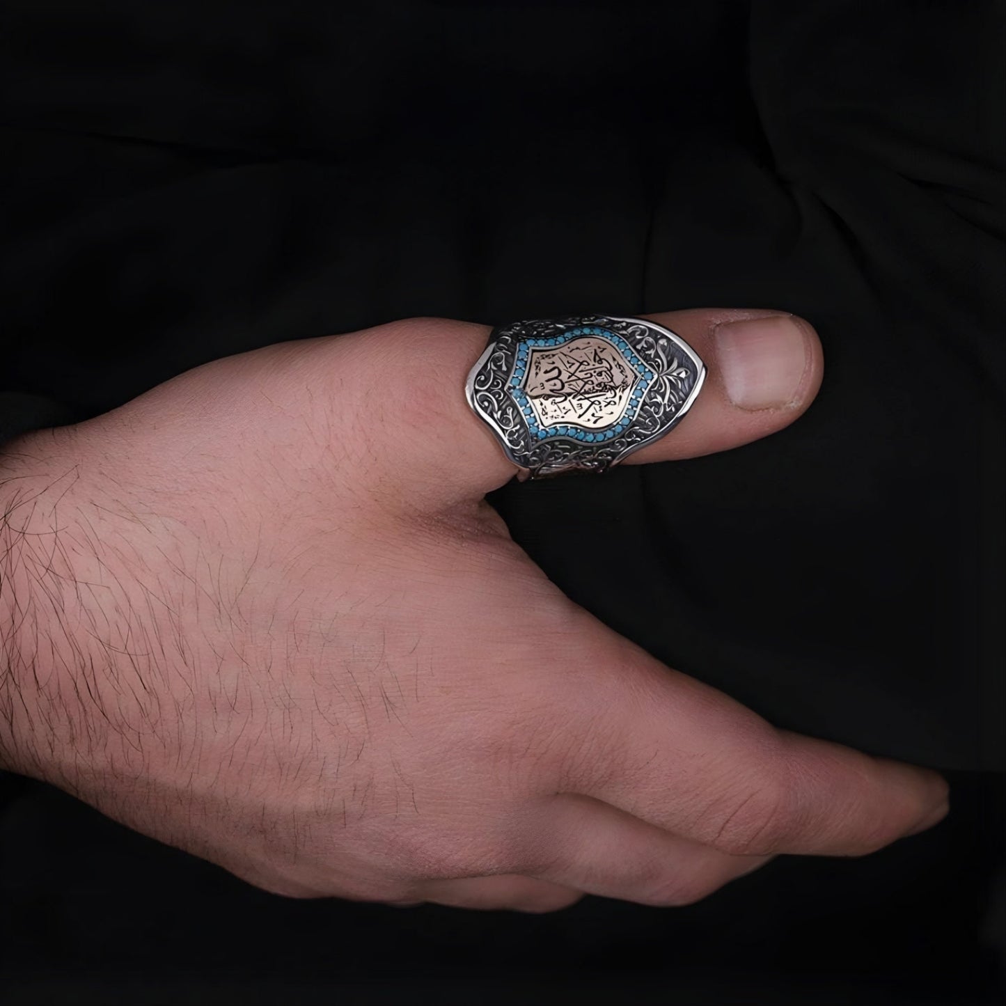 Sterling Silver Archer Thumb Ring: Islamic Gift, Adjustable Zihgir