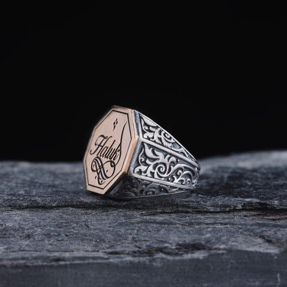Personalisierbarer Herrenring aus Silber – Handgefertigtes türkisches Geschenk