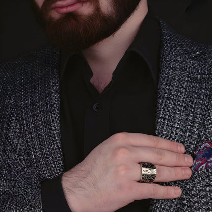 Verstellbarer arabischer HasbiAllah-Herrenring, personalisierbares islamisches Geschenk, handgefertigter Schmuck