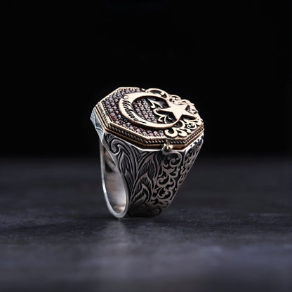 Crescent and star covered ring – view 5