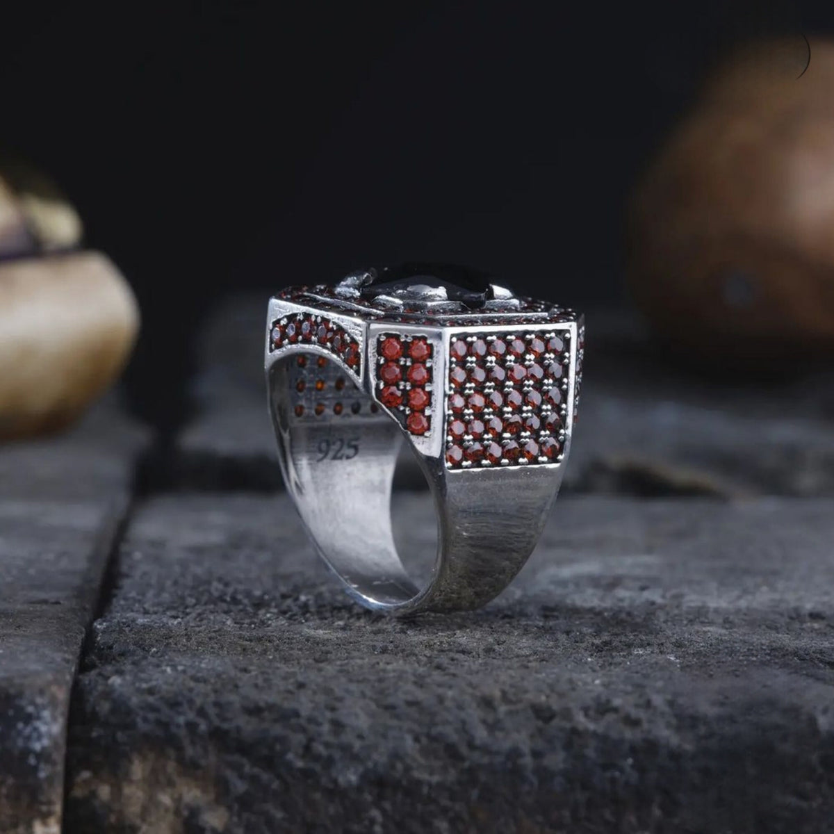 Red zircon unisex ring – view 4