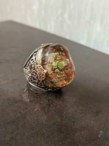 Handgefertigter islamischer Silberring im Hagia-Sophia-Stil – Einzigartiger Schmuck mit filigraner Schnitzarbeit