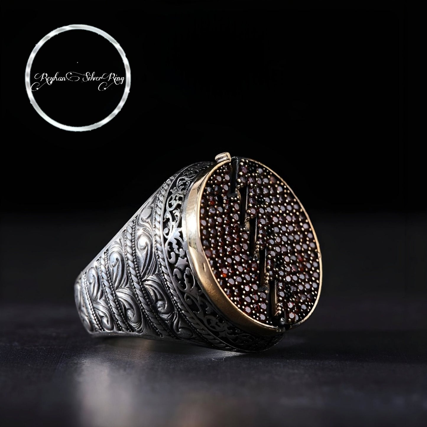 Tawhid Ring 925 Sterling Silver Zircon Stone Personalized OttomanMen