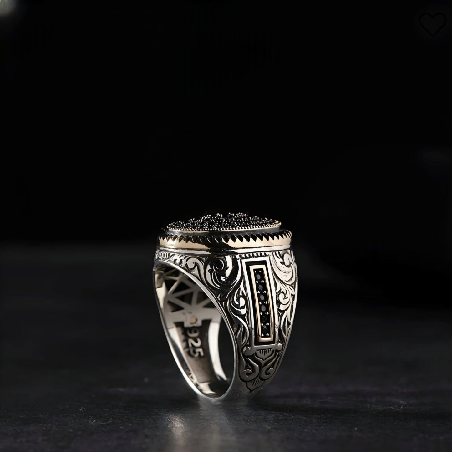 Black Topaz Oval Ring – 925 Sterling Silver Men's Ring