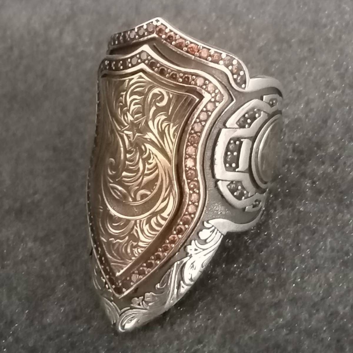 Sterling Silver Crescent Star Thumb Ring: Turkish Ottoman Archer