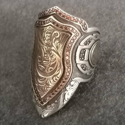 Sterling Silver Crescent Star Thumb Ring: Turkish Ottoman Archer