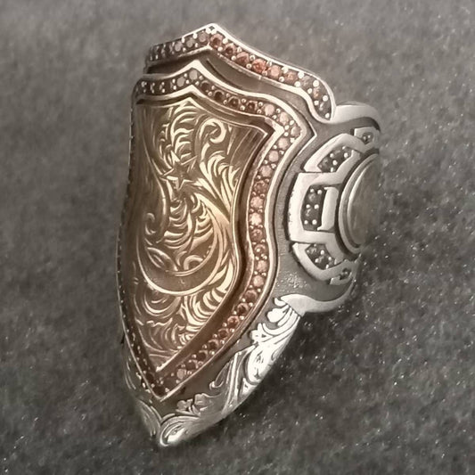 Sterling Silver Crescent Star Thumb Ring: Turkish Ottoman Archer