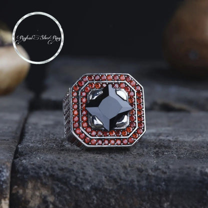 Red zircon unisex ring – view 3