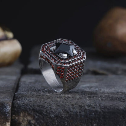 Red zircon unisex ring – view 2