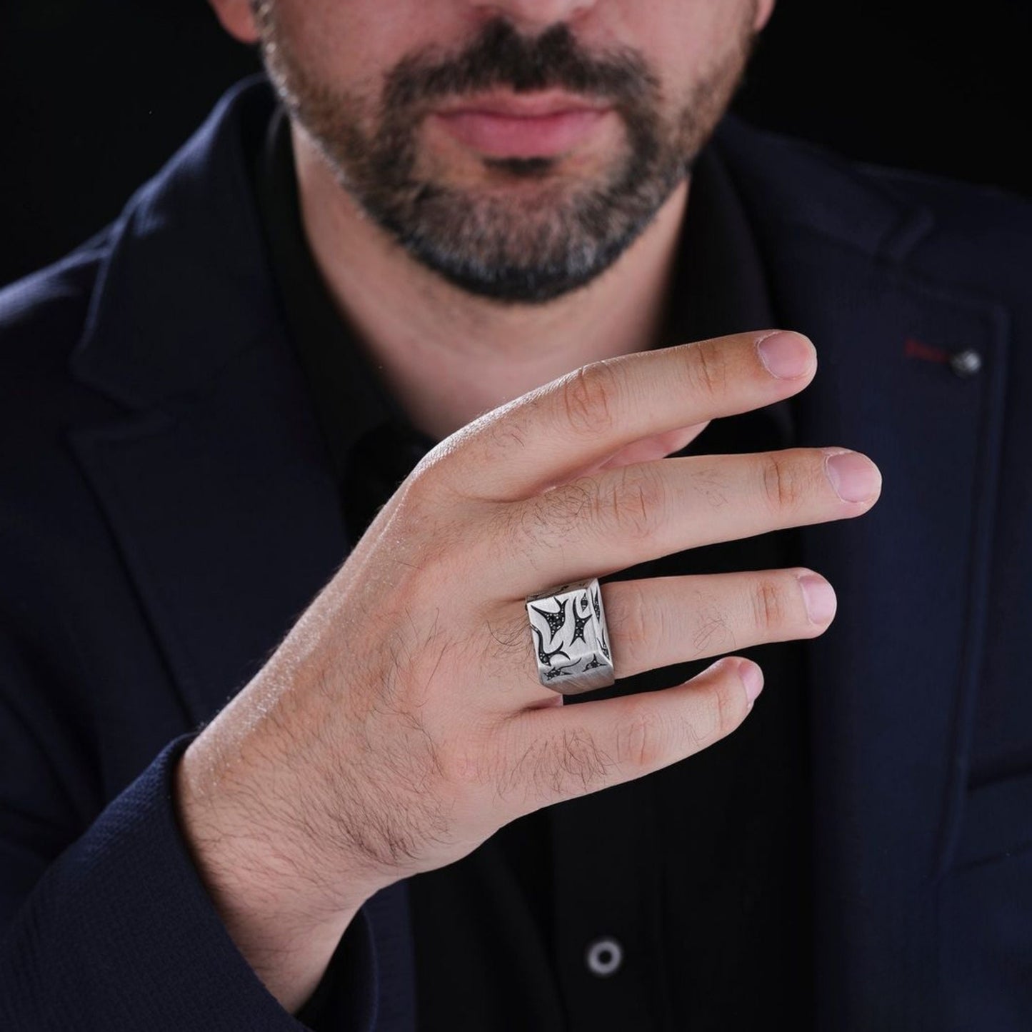 Handgefertigter türkischer Zirkonia-Ring aus Sterlingsilber – verstellbares Design