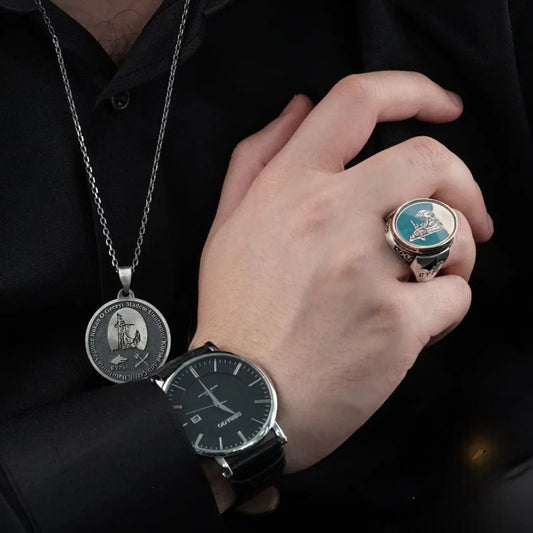 Kürşad & Bozkurt Ring – Göktürk Script | 925 Silver