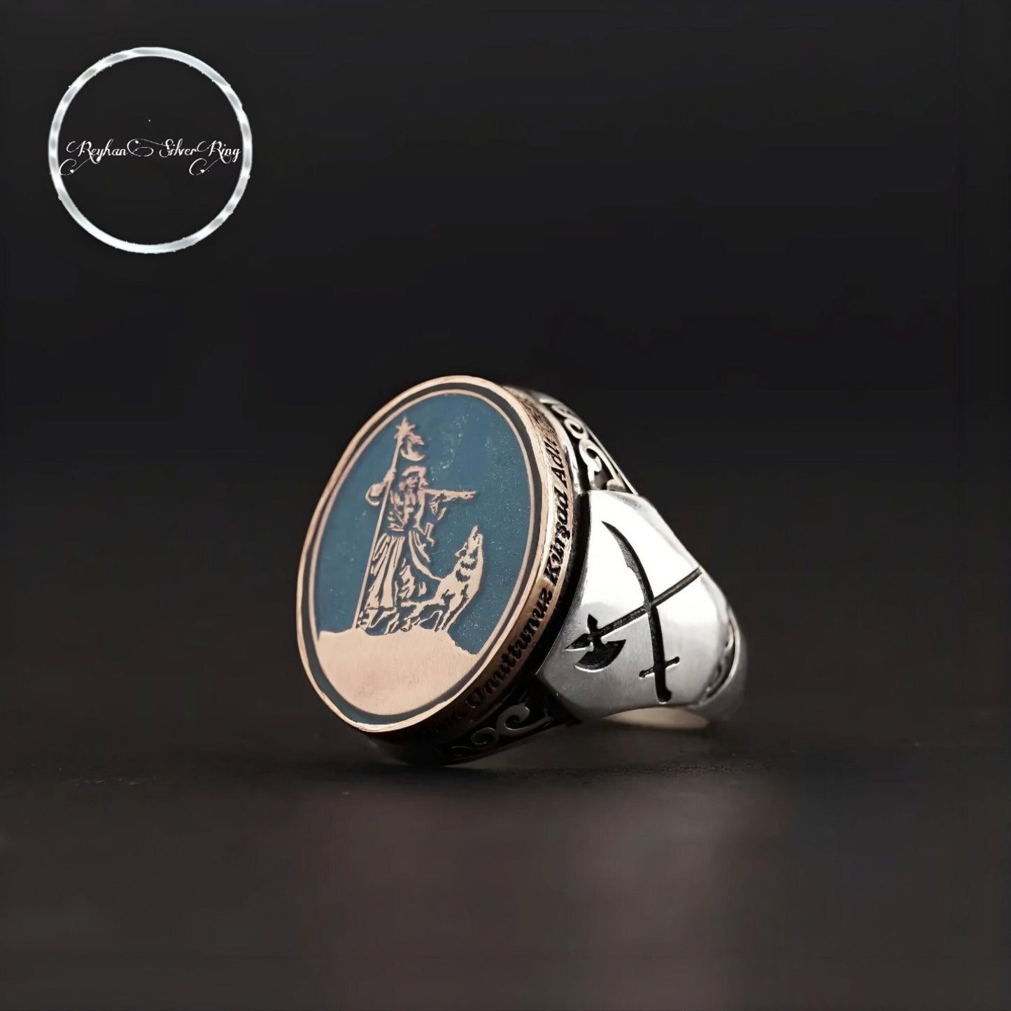 Kürşad & Bozkurt Ring – Göktürk Script | 925 Silver