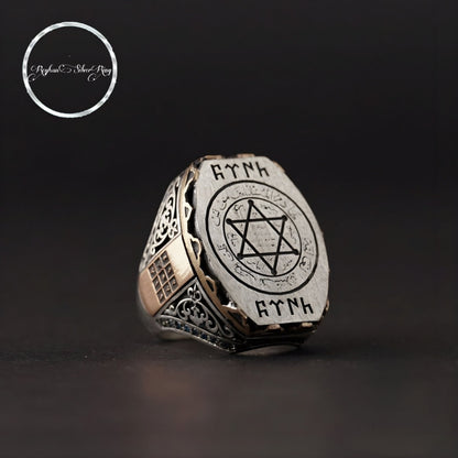 Handgefertigter Ring mit dem Siegel Salomos aus Sterlingsilber – Türkischer Schmuck