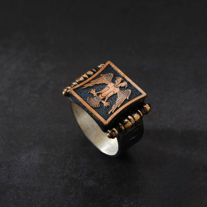 Seljuk double-headed eagle men's ring – view 4